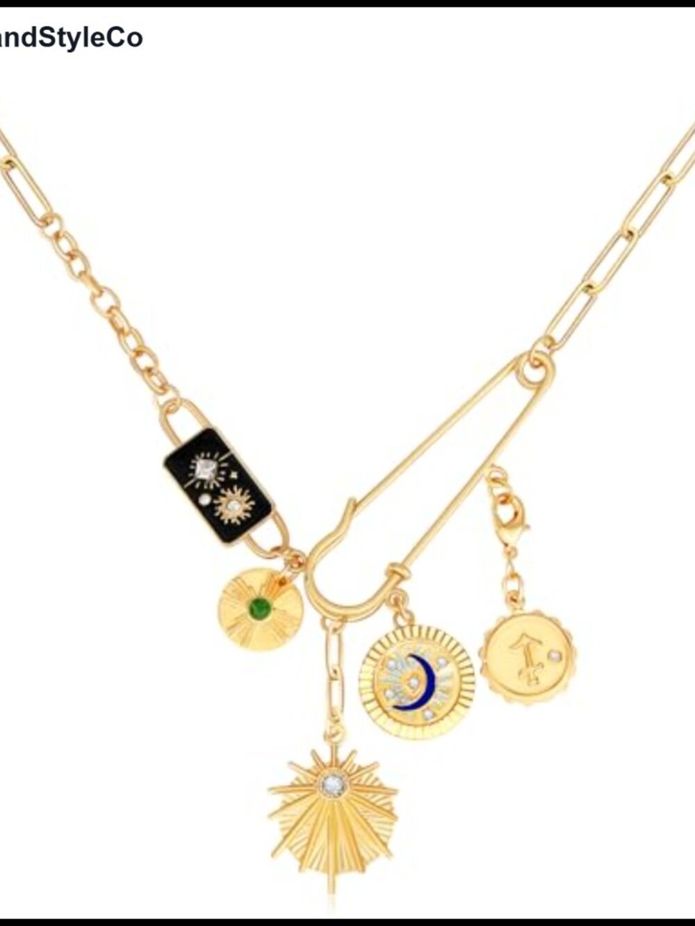 Detachable Gold Charm Necklace for Women, Evil Eye Coin Star Pendant, Handmade